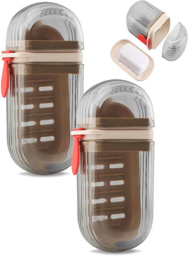 ZODZE Travel Soap Case [2-Pack] Portable Bar Soap Holder with Removable Drainage Tray- Waterproof Soap Box for Gym, Camping, Hiking, and Travel - Clear/Brown - Image 1